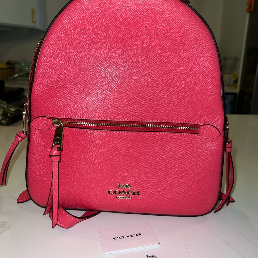 Coach Pink Leather Backpack with Adjustable Straps